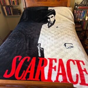 Queen Size Scarface Movie Graphic Throw Blanket Tony Montana Fleece Vintage